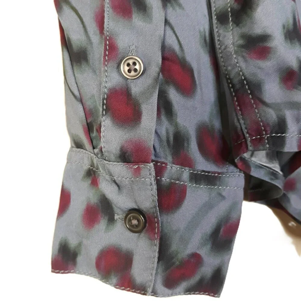 Drapey Button-Up Shirt Fruit Print Whimsical Novelty